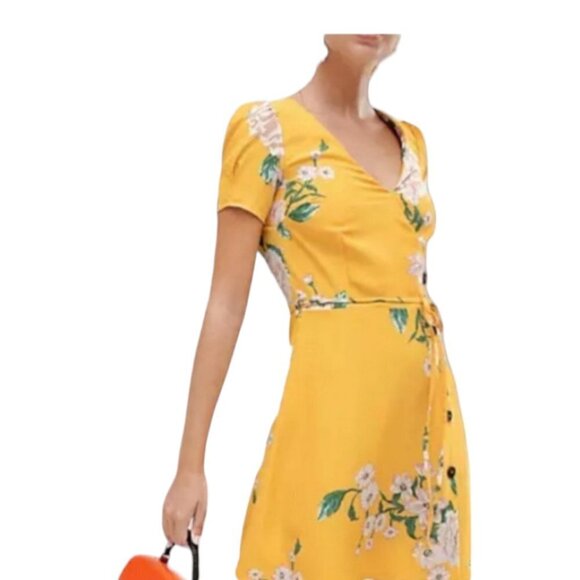 Petite Marigold Floral Belted Tea Dress - ASOS River Island size 4P - Picture 2 of 13